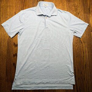 Peter Millar Mens Small Blue Stripe Summer Comfort Polo Shirt